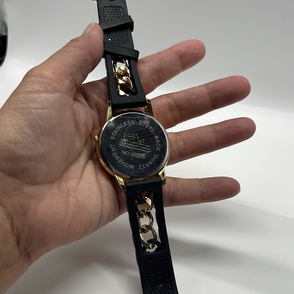 NIB Black, Gold & Rhinestone Statement Watch - Picture 6 of 9